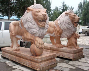 Scultura di <span class=keywords><strong>leone</strong></span> seduto in marmo nero lucidato e personalizzato per il cancello esterno di una villa - Product Image 5