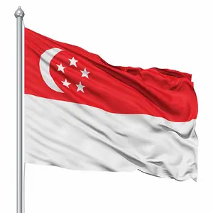 علم سنغافورة ترويجي رخيص عالي الجودة وسريع التسليم من البوليستر أعلام مطبوعة مخصصة أعلام دول علم