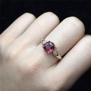 SGARIT-Anillo de boda de turmalina rosa de 1,55 quilates, joyería de oro de 18k, Gema natural ovalada, joyería personalizada - Product Image 6