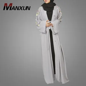 Thêu Bán Buôn Hồi Giáo Quần Áo Thanh Lịch Jubah Muslimah Phụ Nữ Mở Kimono Thổ Nhĩ Kỳ Abaya Dubai Hồi Giáo