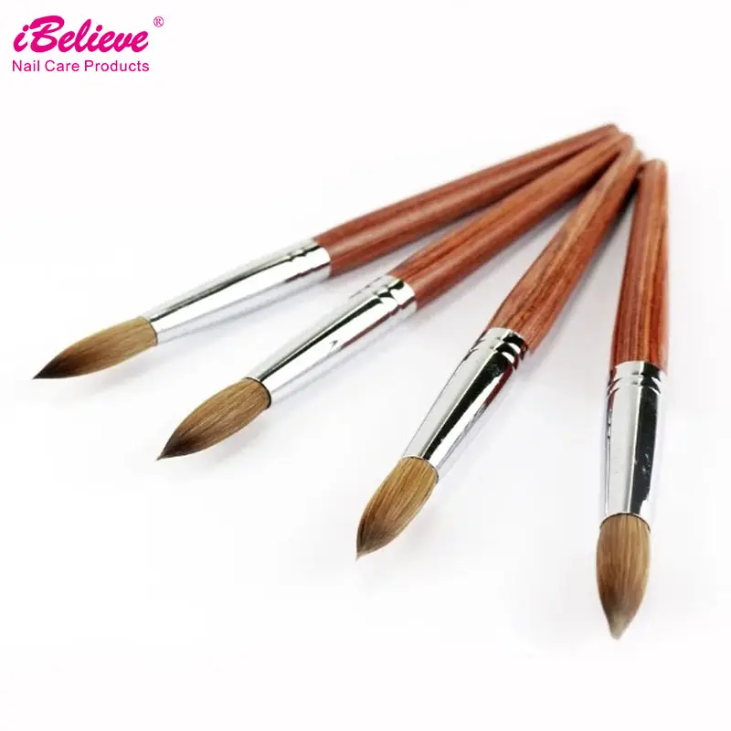 Penna vernice acrilica manico in legno kolinsky spazzola di arte del chiodo per arte del chiodo di disegno