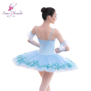 Traje de Ballet para Mujer, Tutú Pancake Azul Cielo, Vestido de Bailarina, Tutús de Práctica BLL025 - Product Image 4