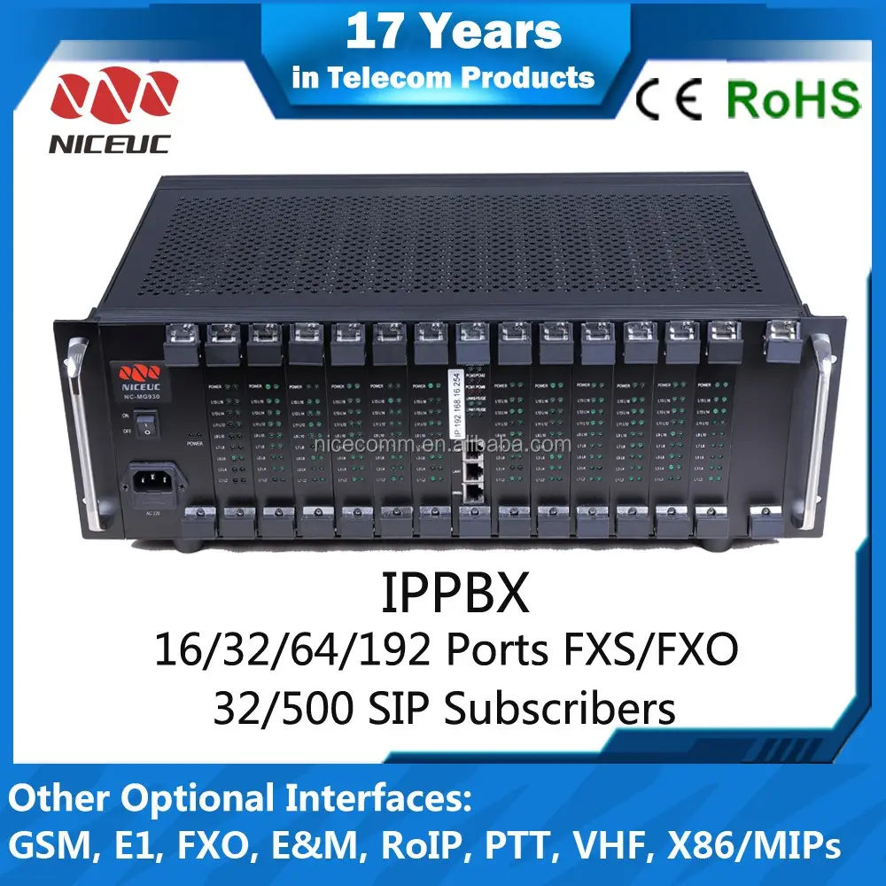 192 Modul FXO/FXS IPPBX Gratis Telepon Sip Sistem Pbx, Layanan IVR Rekaman Suara