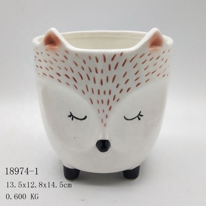 De cerámica maceta suculenta olla Fox en forma de <span class=keywords><strong>Cactus</strong></span> planta sin bandeja de bambú para la casa de escritorio de oficina - Product Image 3