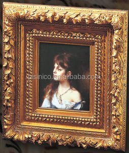 <span class=keywords><strong>Pintura</strong></span> al Óleo Enmarcada de Retrato de Dama Tallada en Madera Dorada Europea de Lujo Antiguo, Decoración del Hogar, <span class=keywords><strong>Arte</strong></span> Mural Impreso a Mano - Product Image 5