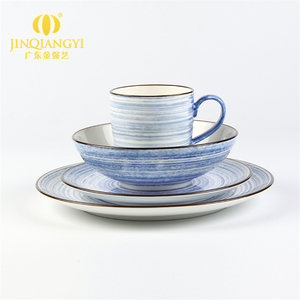 <span class=keywords><strong>Vaisselle</strong></span> de restaurant <span class=keywords><strong>en</strong></span> <span class=keywords><strong>porcelaine</strong></span> chinoise de Chaozhou, prix de gros bon marché, couleur bleue à rayures rondes, <span class=keywords><strong>vaisselle</strong></span> <span class=keywords><strong>en</strong></span> céramique - Product Image 3