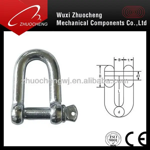 Stainless steel security D shape Shackles Screw Pin Shackles