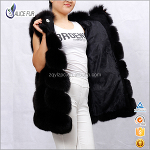 Gilet / chalecos / chaleco de la piel de Fox del negro de la manera de las señoras de la alta calidad para las prendas de vestir - Product Image 2