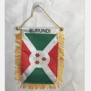 Custom satin BURUNDI rear view mirror hanging flags