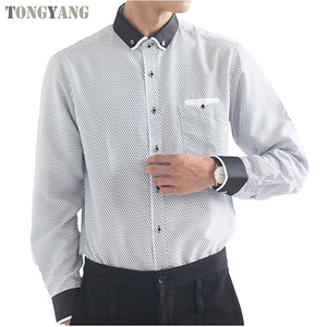 TONGYANG <span class=keywords><strong>uomo</strong></span> moda Casual camicia a maniche lunghe stampata Slim Fit maschile sociale Business camicia <span class=keywords><strong>uomo</strong></span> abbigliamento morbido comodo - Product Image 1