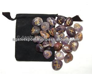 Piedras de reiki naturales, juegos de runas talladas de amatista, proveedor de piedras de carrera de chakras, juegos para decoración y fengshui - Product Image 2