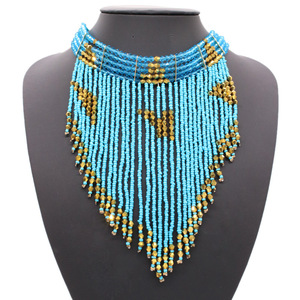 2018 Mode Anggun Afrika Wanita Boho Seedbead Buatan Tangan Panjang Rumbai Kalung - Product Image 2
