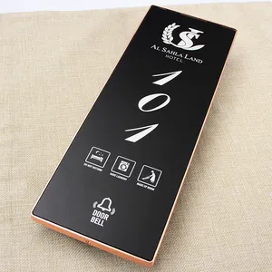 Rectangle Hotel Touch Doorbell Led Light House Number Door plate with rose gold frame