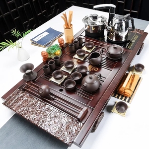 Jinfu — plateau à thé Kungfu chinois, table en bois avec tasse à thé, pot et <span class=keywords><strong>Gaiwan</strong></span>, offre spéciale - Product Image 2