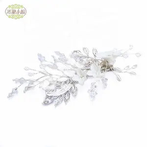 Di fabbrica Originali Fatti A Mano Da Sposa Accessori Dei Capelli del Rhinestone di Cerimonia Nuziale di Ceramica Clip di Capelli Del Fiore Per La Ragazza