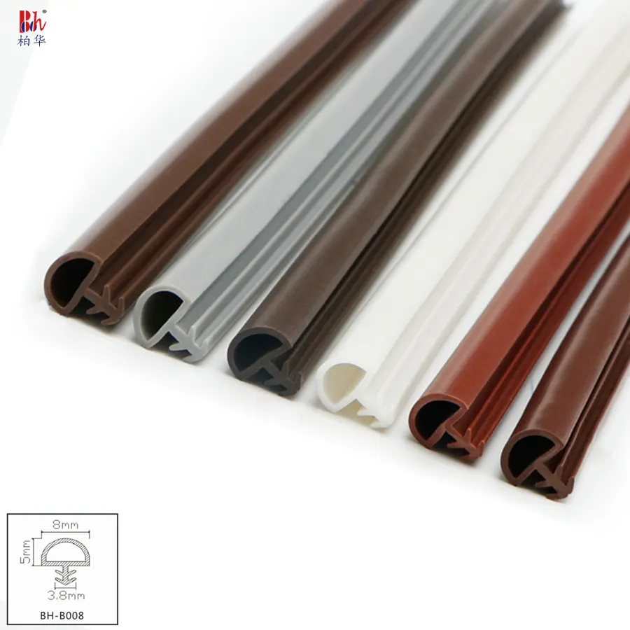 나무 문 창 프레임 그루브 코킹 씰 방음 D 8x5x3.8mm 고무 스트립 도어 씰 압출 실리콘 PVC TPE Weatherstrips