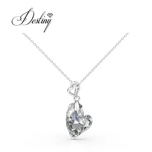 Puramente corazón colgante dulce corazón <span class=keywords><strong>gargantilla</strong></span> collar adornado con cristales <span class=keywords><strong>Swarovski</strong></span> 925 plata esterlina Daisini collar - Product Image 1