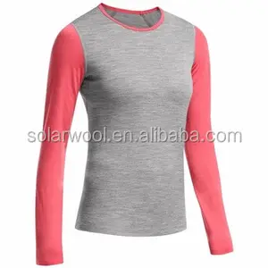 Solarwool Merino Wool Knitted Colourful Panelled Womens T Shirt Blouse