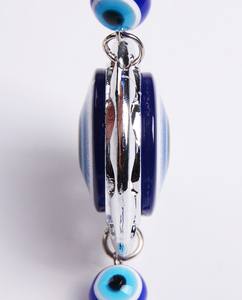 Amuleto Occhio di Allah Blu con Nappa e Cornice Argento per Specchietto Retrovisore Auto e Decorazione Casa - Product Image 4