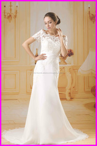 2015 guangzhou vestidos de novia de gasa precio barato con AG056 bolero de encaje desmontable - Product Image 1