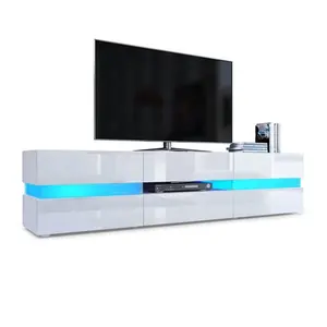 Support de télévision en bois Mdf blanc, personnalisé, nouveau Design moderne, brillant, support de télévision à Led, usine