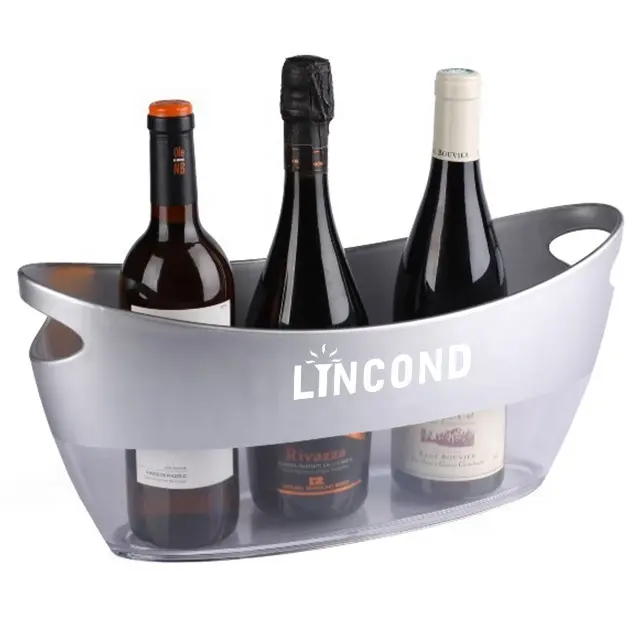 Lincond akrilik tekne oval şekil şarap küvet plastik buz kovası şarap soğutucu bira soğutucu için parti