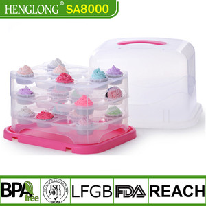 Équipement de cuisson Outils de gâteau Porte-cupcakes en plastique <span class=keywords><strong>Support</strong></span> de stockage de gâteaux et transporteur 24 tasses Muffin Carrier avec casserole - Product Image 3