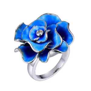 2016 attraente argento anello oceano stile segreto blu zircone gioielli