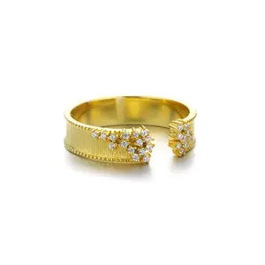 图案设计戒指14k镀金微型铺平道路设置简单的结婚戒指女士时尚戒指925银英镑