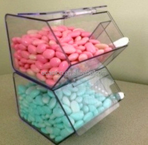 Acrylic hình chữ nhật kẹo Dispenser cho siêu thị Stackable 3-6l Công suất thiết kế hiện đại - Product Image 1
