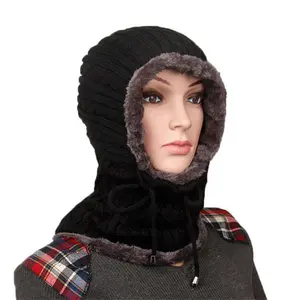 니트 모자 비니 남성 여성 스카프 모자 마스크 Gorras 보닛 따뜻한 헐렁한 겨울 모자