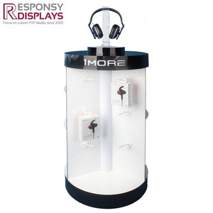 Acrylic <span class=keywords><strong>Countertop</strong></span> hiển thị đứng hai tầng bốn bên headphone Rack với ánh sáng LED cho cửa hàng bán lẻ điện tử Showcase - Product Image 6