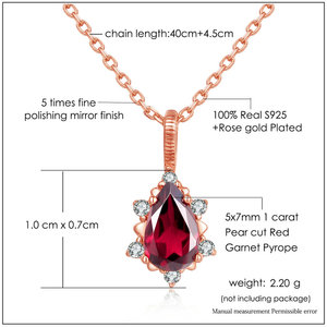 Naturale Della Pietra Preziosa Dell'<span class=keywords><strong>argento</strong></span> Sterlina 925 5x7 millimetri Perla Cut Rosso Granato Pyrope Collana S925 Per Le Donne NI024 - Product Image 6