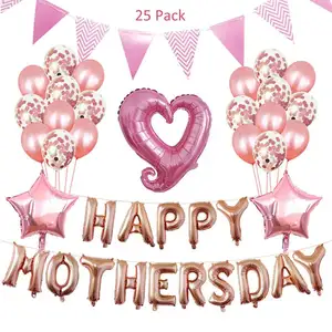 母亲节快乐气球横幅玫瑰金爱气球生日母亲节派对装饰品用品