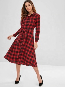 <span class=keywords><strong>Abito</strong></span> Camicia a Quadri KY Checks in <span class=keywords><strong>Cotone</strong></span>, Stile Varsity, Maniche Lunghe, Colletto Rovesciato, <span class=keywords><strong>Rosso</strong></span>, con Tasche - Product Image 3