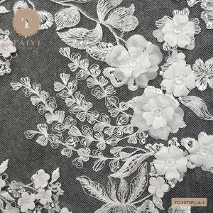 <strong>Heavy</strong> Beaded <strong>Lace</strong> <strong>Fabric</strong> Tulle French Guipure <strong>Lace</strong> Elegent Wedding <strong>Lace</strong> - Product Image 4