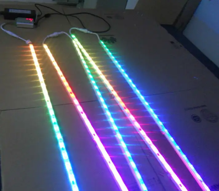 Led pixel starren streifen, 1m lang, 30pcs 5050 RGB SMD, mit 10pcs TM1809IC, wasserdicht; DC12V eingang; aluminium legierung gehäuse; 256 skala