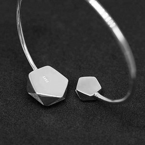 Lotus amusant fait à la main mode 925 argent sterling 18k plaqué or femmes bijoux Europe Style géométrique Angles argent bracelet personnalisé - Product Image 6