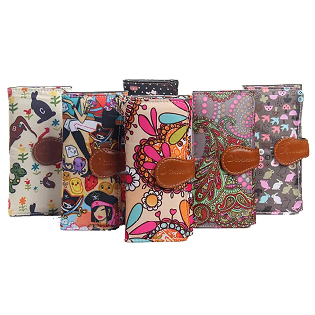 Fancy unique sublimation cartoon long cheap ladies money custom digital printed clip nylon women travel young girl wallet