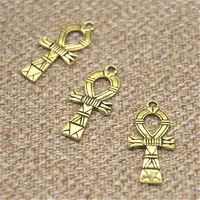 Egyptische Ankh Kruis Charm Antiek Gold Tone Oude Egyptische Kruis 1 Religieuze Charmes 18x41mm