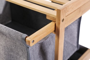 Bamboo <strong>Laundry</strong> Hamper <strong>Basket</strong> <strong>With</strong> Storage Shelf Large Size Organizer and <strong>Legs</strong> - Product Image 4