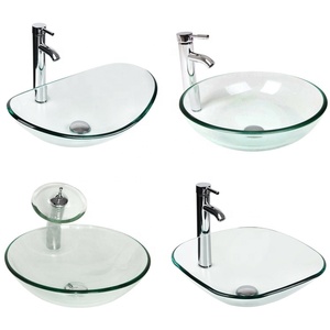 Plaza de mano portátil lavabo de vidrio transparente solo fregadero de tazón - Product Image 5