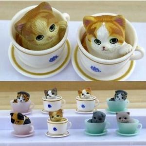 Oyuncak fabrikada Custom Made Mini karikatür seri Polystone rakamlar Oem kedi çay bardağı şekil reçine oyuncak minyatür Kawaii oyuncaklar - Product Image 3