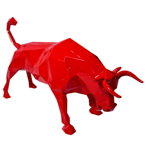 Estatua <span class=keywords><strong>de</strong></span> <span class=keywords><strong>Toro</strong></span> Rojo Geométrica <span class=keywords><strong>de</strong></span> Resina <span class=keywords><strong>de</strong></span> Fibra <span class=keywords><strong>de</strong></span> Vidrio con Forma <span class=keywords><strong>de</strong></span> Animal, 140 cm, 30 kg, para Decoración <span class=keywords><strong>de</strong></span> Interiores y Coleccionismo, Gran Venta 2019 - Product Image 1