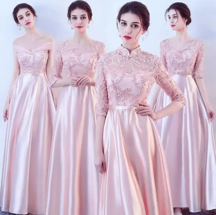Шелковые Розовые Платья для подружек невесты Grace Lady розовые платья для подружек невесты