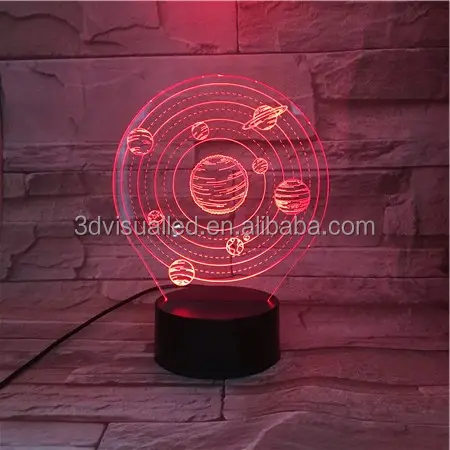 Lampu Ilusi Visual 3D Cerdas Baru untuk Lampu Meja Malam Kreatif dengan Planet Alam Semesta