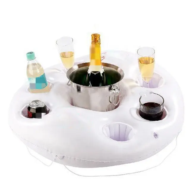 Pool floating drink tray 6 holes inflatable can coaster holder