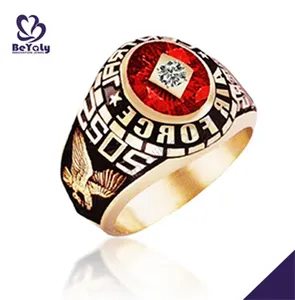 Shiny cz red enamel engraved turkish man ring