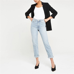 Service D'OEM dames bleu clair maman denim jeans classique lavé denim pantalon pour les femmes - Product Image 4