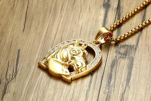 Gioielli in oro di strass <span class=keywords><strong>cavallo</strong></span> <span class=keywords><strong>collana</strong></span> pendente di fusione - Product Image 5